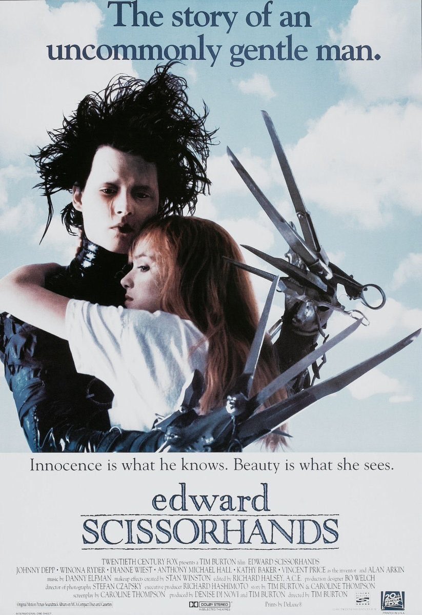 retrochenta's tweet photo. Hoy hace 31 años que se estrenó en EEUU "Eduardo Manostijeras", la genial película de Tim Burton, y primera de su prolífica colaboración con Johnny Depp. https://t.co/QffxBStEql