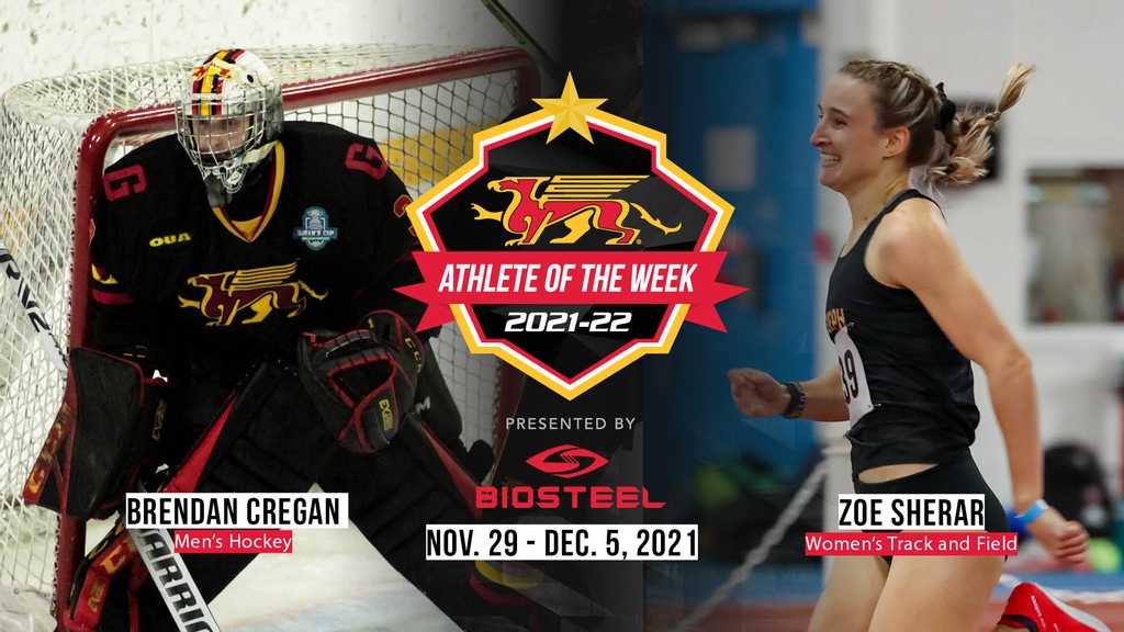 Congrats to Brendan Cregan (MHKY) and Zoe Sherar (T&amp;F) on being named <a href="/BioSteelSports/">BioSteel</a> Gryphon Athletes of the Week! #GryphonPride #GryphonHockey #GryphonTrack

📰➡️ uoguel.ph/ziipx
📸➡️ Laurel Jarvis &amp; Charity Matheson