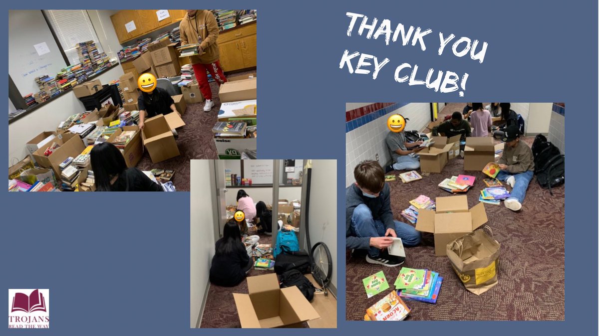 JenksReadtheWay's tweet photo. Thank you to the amazing Key Club members who helped organize and sort #TrojansReadTheWay books Thursday!
We appreciate you so much! https://t.co/S8b63BGSuc