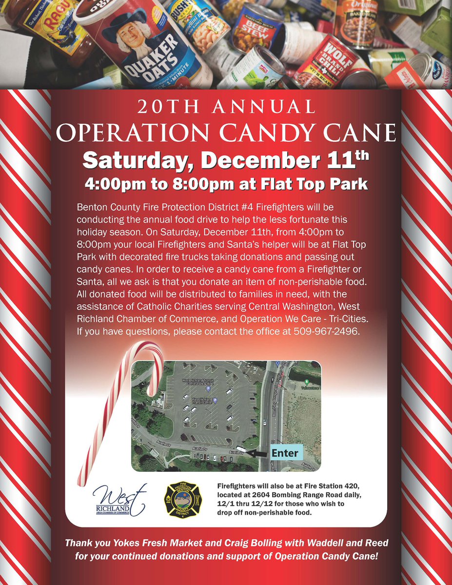 NEWS: Benton County Fire District #4 Hosts 20th Operation Candy Cane - Benton County Fire District 4 will be holding its annual food drive to help neighbors in need this holiday season. Santa and his firefighter helpers will be at…bcfd4.org/2021/12/06/bcf…