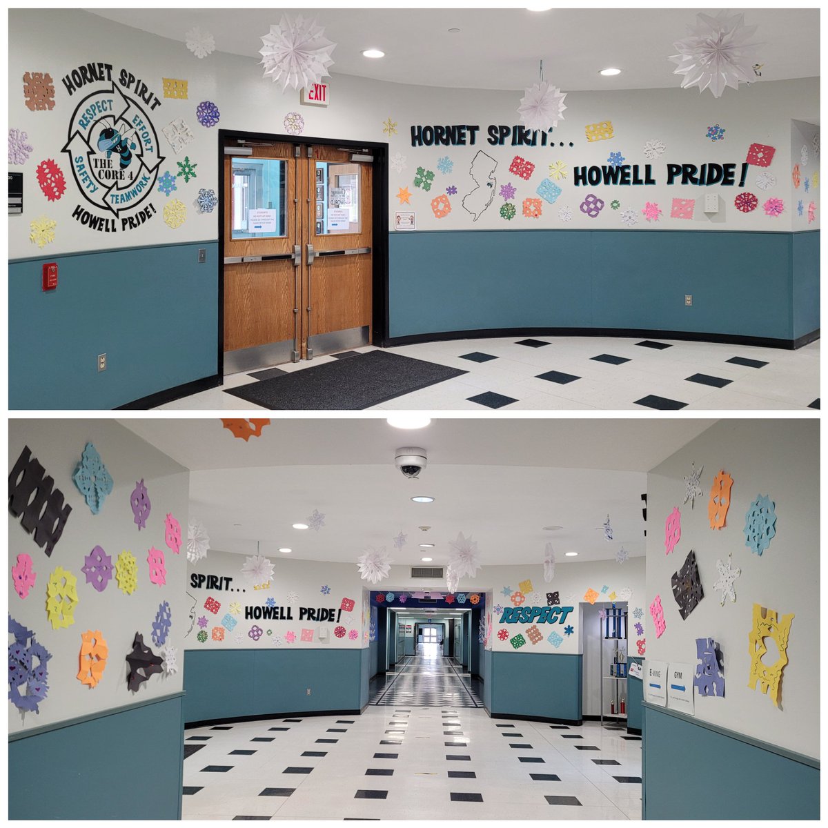 HowellTwpMSN's tweet photo. MSN Diversity Club, students, and staff created a "unique" winter wonderland in the front foyer.  Just as snowflakes are unique, so are we!  #HTPSLearnerSuccess #HTPSBeTheLight #SEL https://t.co/vS9pGpUKoY