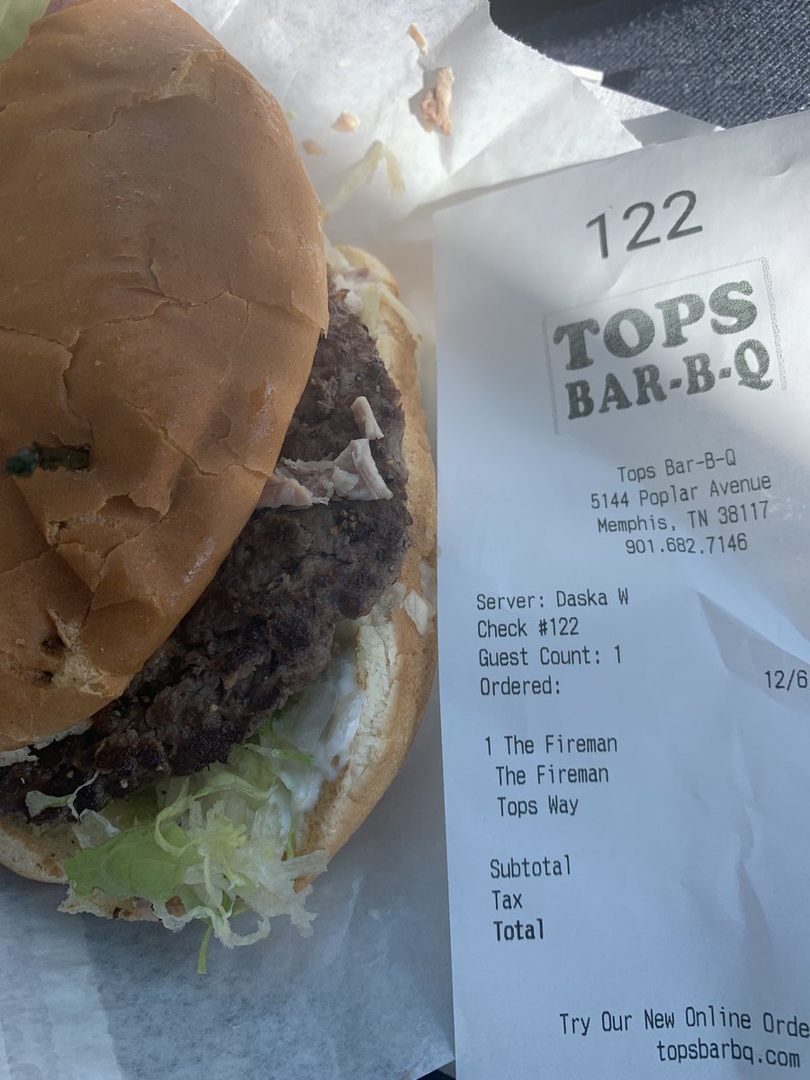 ThePractclPrepr's tweet photo. @JasonSmith929 I’m going in for the first time. #fireman #burger #topsbbq https://t.co/orHuIv8KeM