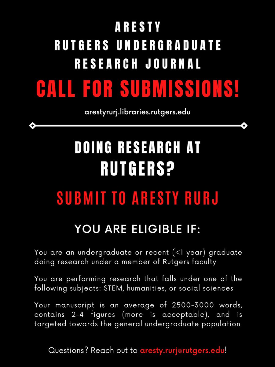 Rutgers_Aresty's tweet photo. Conducting research at Rutgers? Submit your research to the Aresty Rutgers Undergraduate Research Journal by Dec 31st 2021! https://t.co/vkvy3Xog5Q
