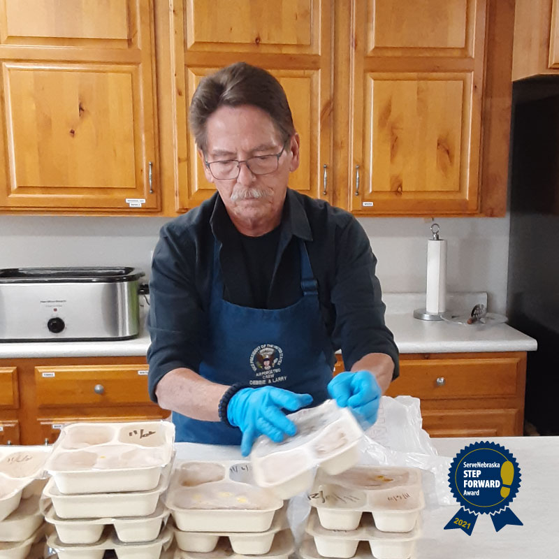 ServeNE's tweet photo. Larry Massie is the Senior Volunteer Awardee at the 2021 #StepForwardAwards. He's known in his community for his work with 11 13 Ministries! Join us in thanking him for his dedication at the virtual celebration Dec. 9 at 6 pm CST. https://t.co/2Ir2n9DBtV https://t.co/alFxvuPjYr