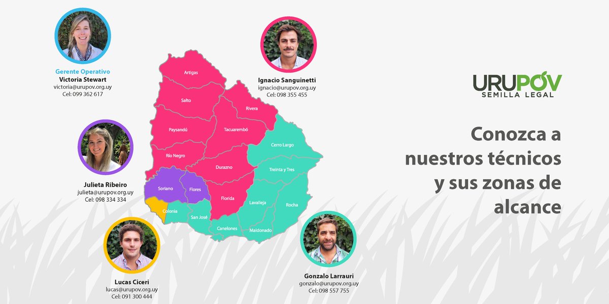 Conozca a nuestros técnicos y sus zonas de alcance. 
Por mayor información: urupov.org.uy/institucional
#URUPOV #SemillaLegal
