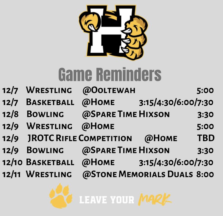 hxhsprincipal's tweet photo. Come support our Wildcat athletes this week!! #leaveyourmark https://t.co/1aOX3enIDI