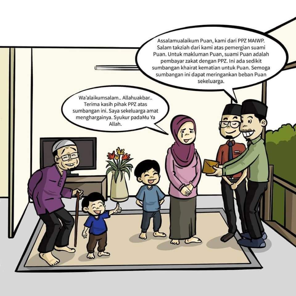 PPZ-MAIWP melaksanakan Skim Kafalah Muzakki (Khairat Kematian) sebagai tanda penghargaan dan kasih sayang PPZ-MAIWP terhadap pembayar zakat.Sekiranya berlaku kematian, PPZ akan menyerahkan sumbangan khairat kematian kepada waris pembayar zakat.Layari zakat.com.my/kafalah