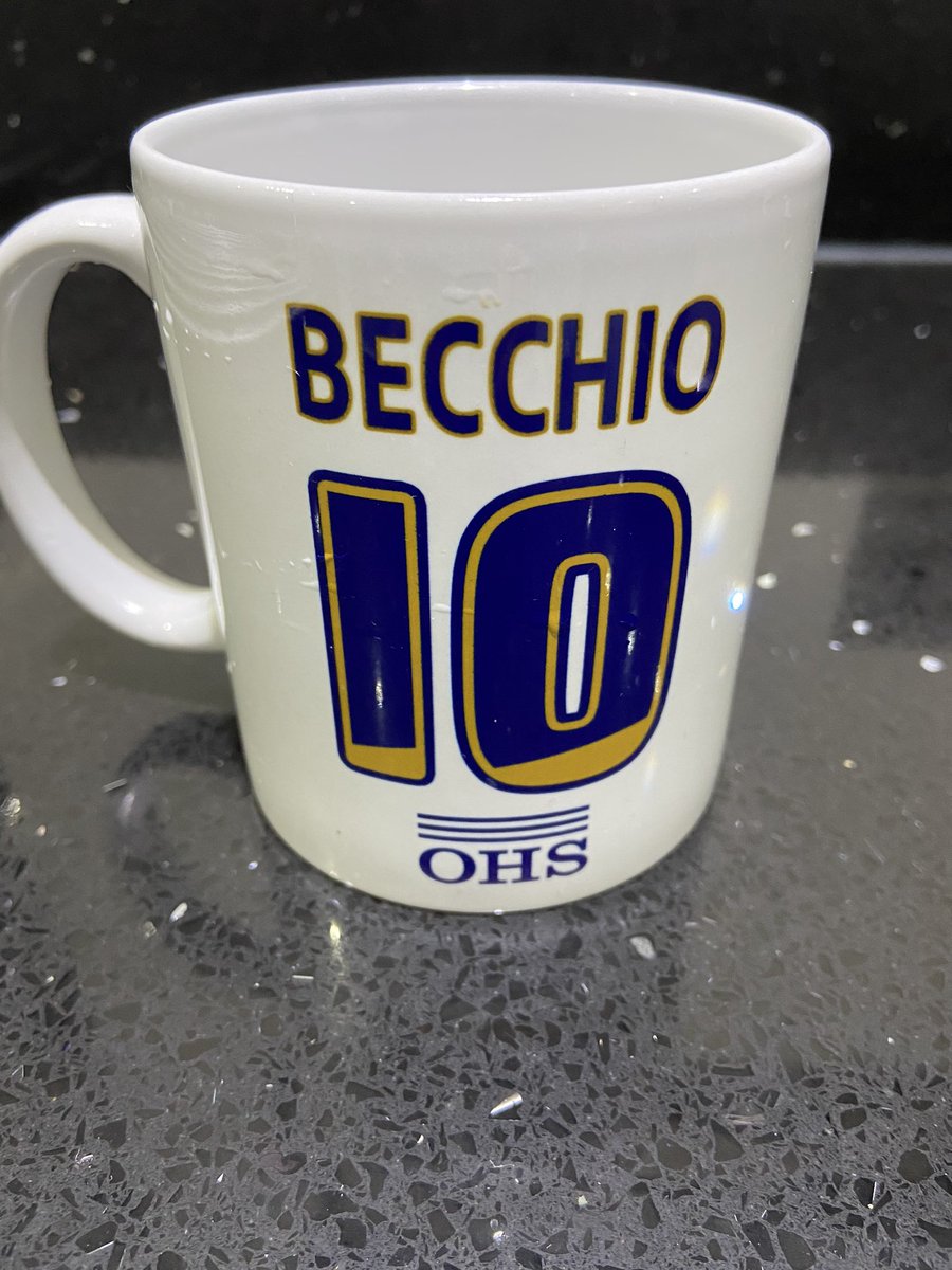 DebsHLUFC's tweet photo. New job, new mug, even though I don’t drink tea n coffee. Need to let them know where my heart lies #lufc #becchio https://t.co/ap11VLAJAY