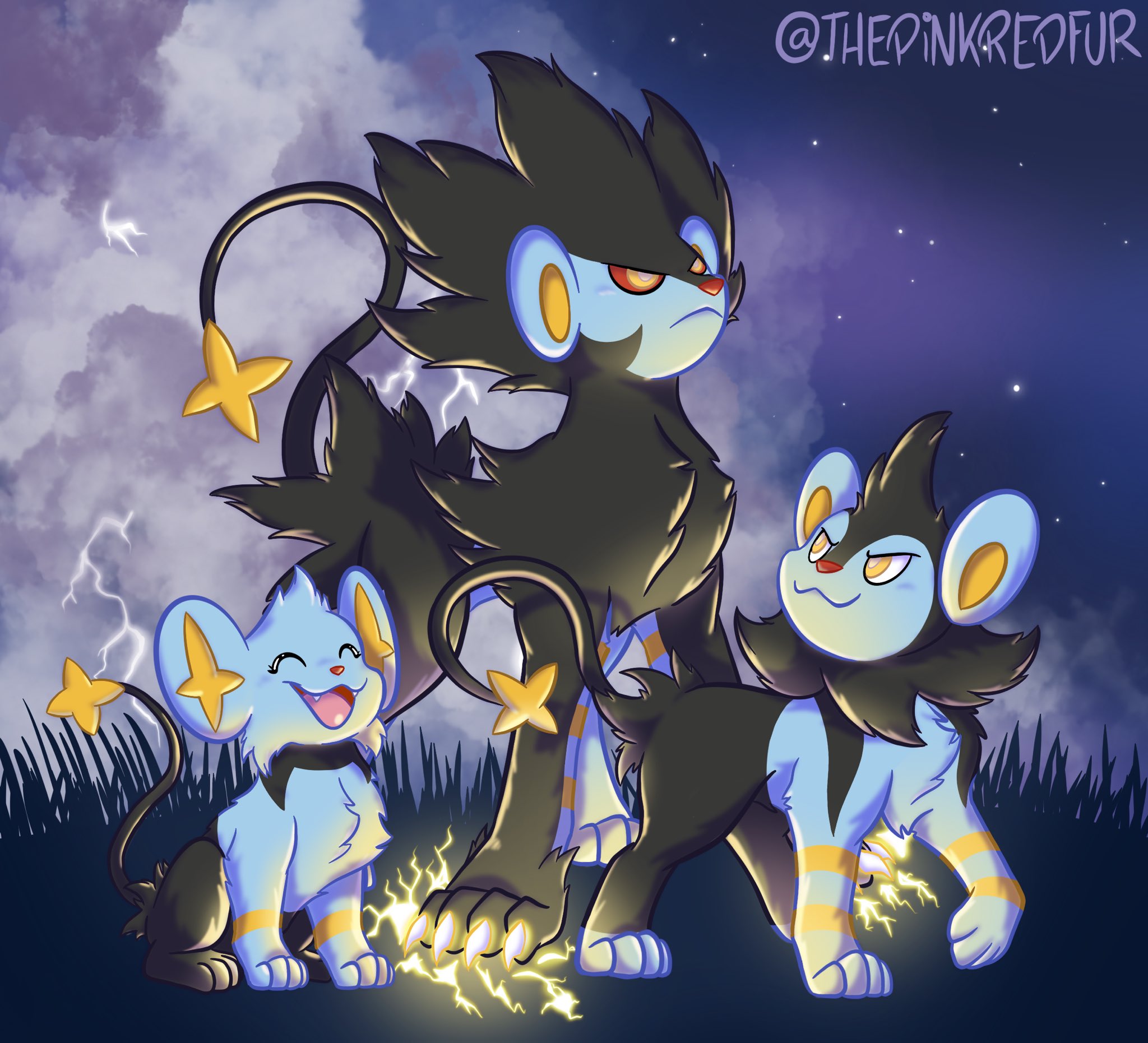 Twitter 上的Cherie🍒："A family of Luxray, Luxio and Shinx! ⚡️ 💕 Rts highly  appreciated 😊 #PokemonBrilliantDiamond #Pokemon #luxray #pokemonart #furry  #furryart #furryfandom https://t.co/09POs417HG" / Twitter