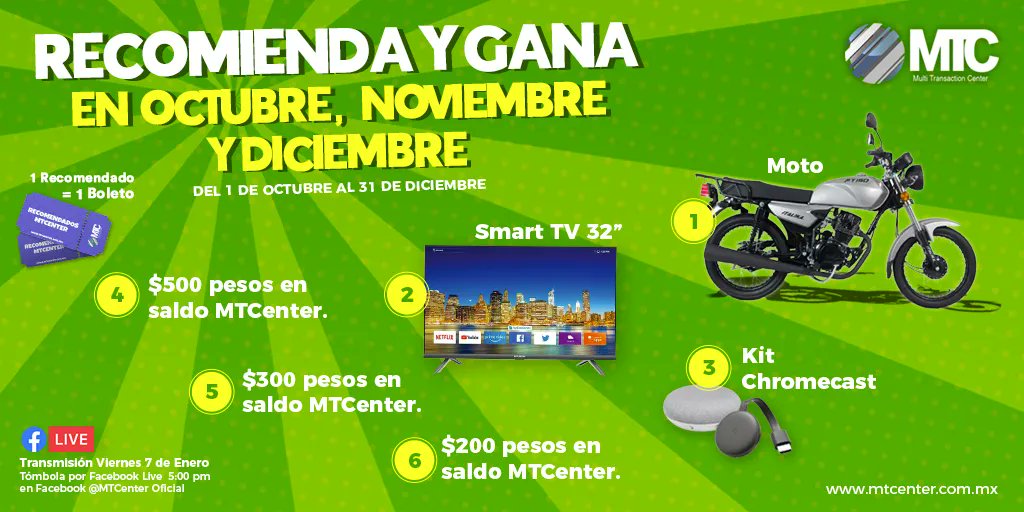 MTCenterOficial's tweet photo. ¿Y tú ya recomendaste para ganar?🎉
Checa todas las bases en: https://t.co/GpprJ1kyoS https://t.co/wzc5oD4FTY