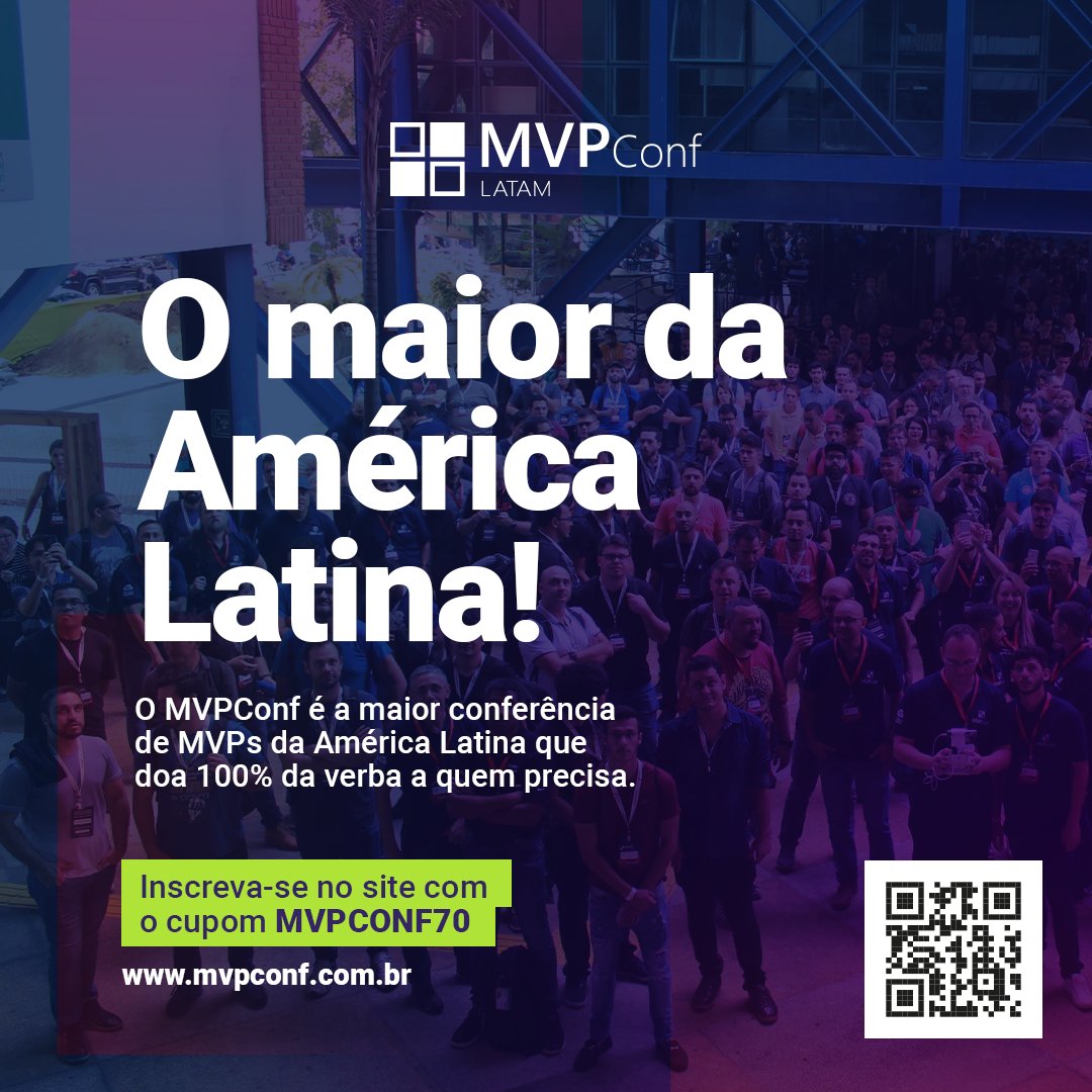Você no maior conferência de MVPs da América Latina 🤩

Garanta seu ingresso para o MVPConf 2021 e faça parte da nossa história 👊

Esperamos você para te proporcionar uma experiência única 😉

👉 mvpconf.com.br