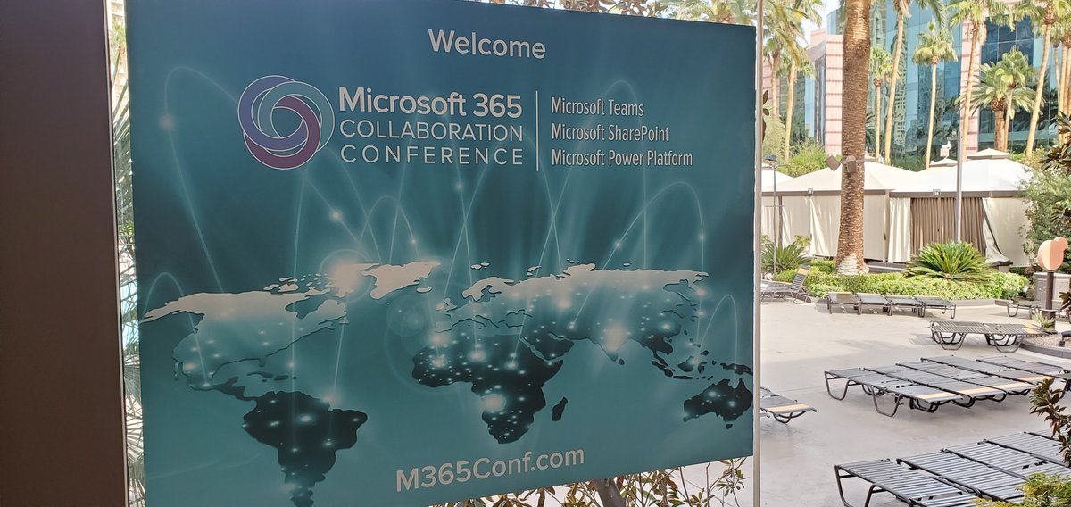 Here! <a href="/M365CONF/">The Microsoft 365 Community Conference</a> signs and pool cabanas... a good thing. Can't wait to soeakbon deploying allbog #Microsoft365 and files <a href="/WithumDigital/">Withum Digital</a>