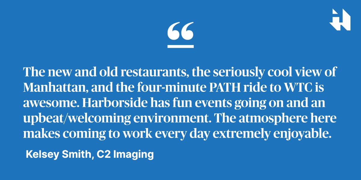 Good food, great views, and a welcoming environment are just a few of the reasons our tenants like @c2imaging love #HarborsideJC. Tell us your favorite thing about Harborside in the comments below!