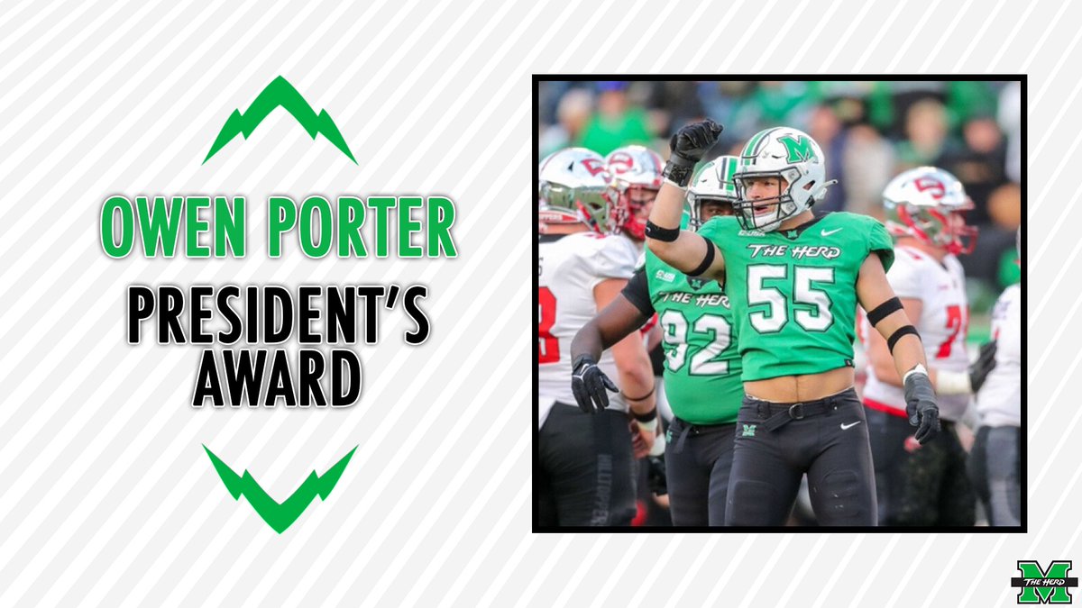 HerdFB's tweet photo. The President’s Award goes to a player from each unit who has shown perseverance in making outstanding contributions to the team’s success. This year’s winner are:

Devin Miller

Owen Porter

Zach Appio

#WeAreMarshall x #RiseAsOne https://t.co/uZBqn2CFZh