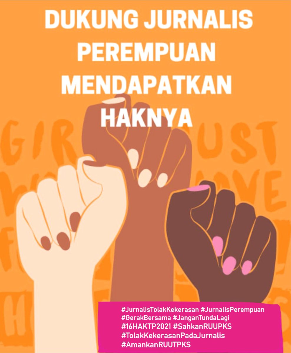 AJIIndonesia's tweet photo. 16 hari Anti Kekerasan Terhadap Perempuan (25 Nov - 10 Des)
#jurnalistolakkekerasan #jurnalisperempuan
#GerakBersama #JanganTundaLagi #16HAKTP2021 #SahkanRUUPKS #TolakKekerasanPadaJurnalis #AmankanRUUTPKS https://t.co/v4WE1ImrEd