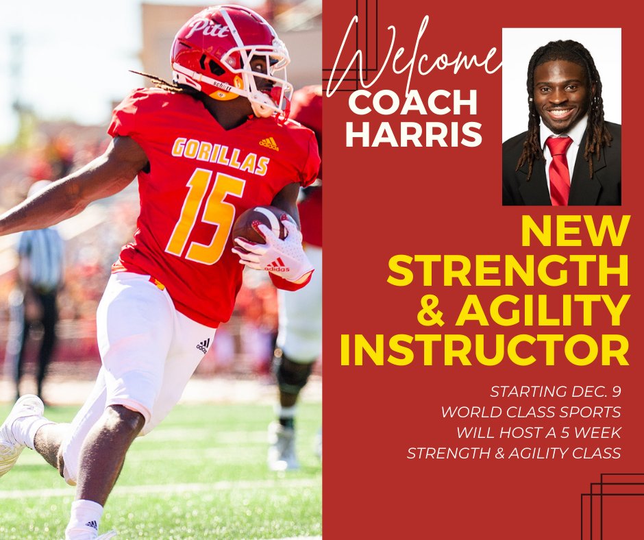 sportsinkansas's tweet photo. Don't miss the Strength &amp; Agility class coming up at World Class Sports (@Information_WCS) taught by Elijah Harris, current Pittsburg State football player 🔽

- starts December 9th
- 5 week class, $40 for all 5 weeks
- 2 different age groups: K-3rd  |  4th-6th https://t.co/9Zt8PNghxP