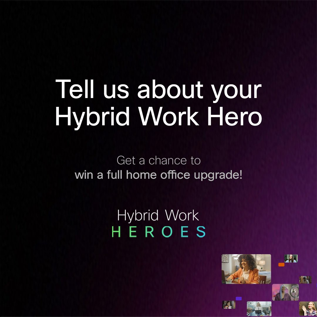 We're rewarding three #HybridWorkHeroes with a bundle of Webex tech (and so much more). 

Got what it takes to win? 

Enter here:cs.co/6013Jqh0t