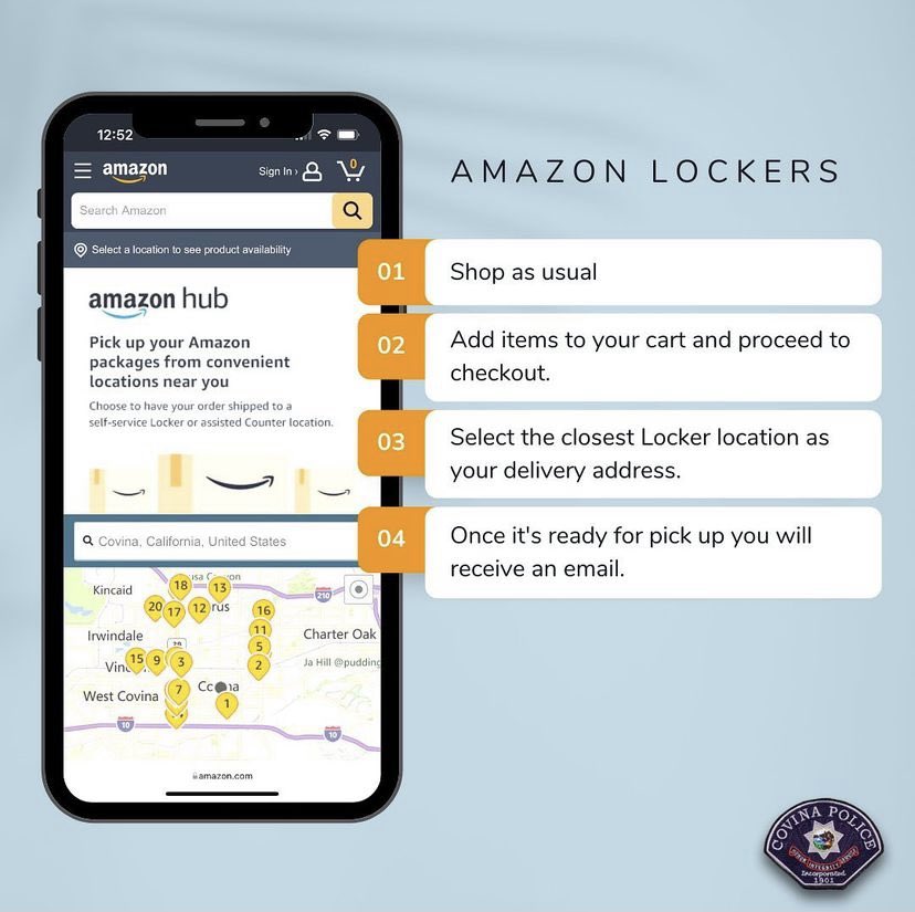 covinapd's tweet photo. Tips on how to keep your packages safe this holiday season 🎄🎁✨ #covinapd #crimeprevention #amazonlockers #fedexhold #upsaccesspoint https://t.co/JIcjHYPEmj