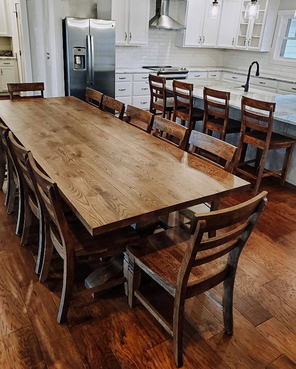 A table and seating for 16. We create custom pieces large and small.  Hand selected wood and finishes that we believe are the highest quality are important ingredients in each piece that we craft.
.
.
.
 #furniture #interiordesign #atlantainteriordesign #atlantahomes #homedecor #