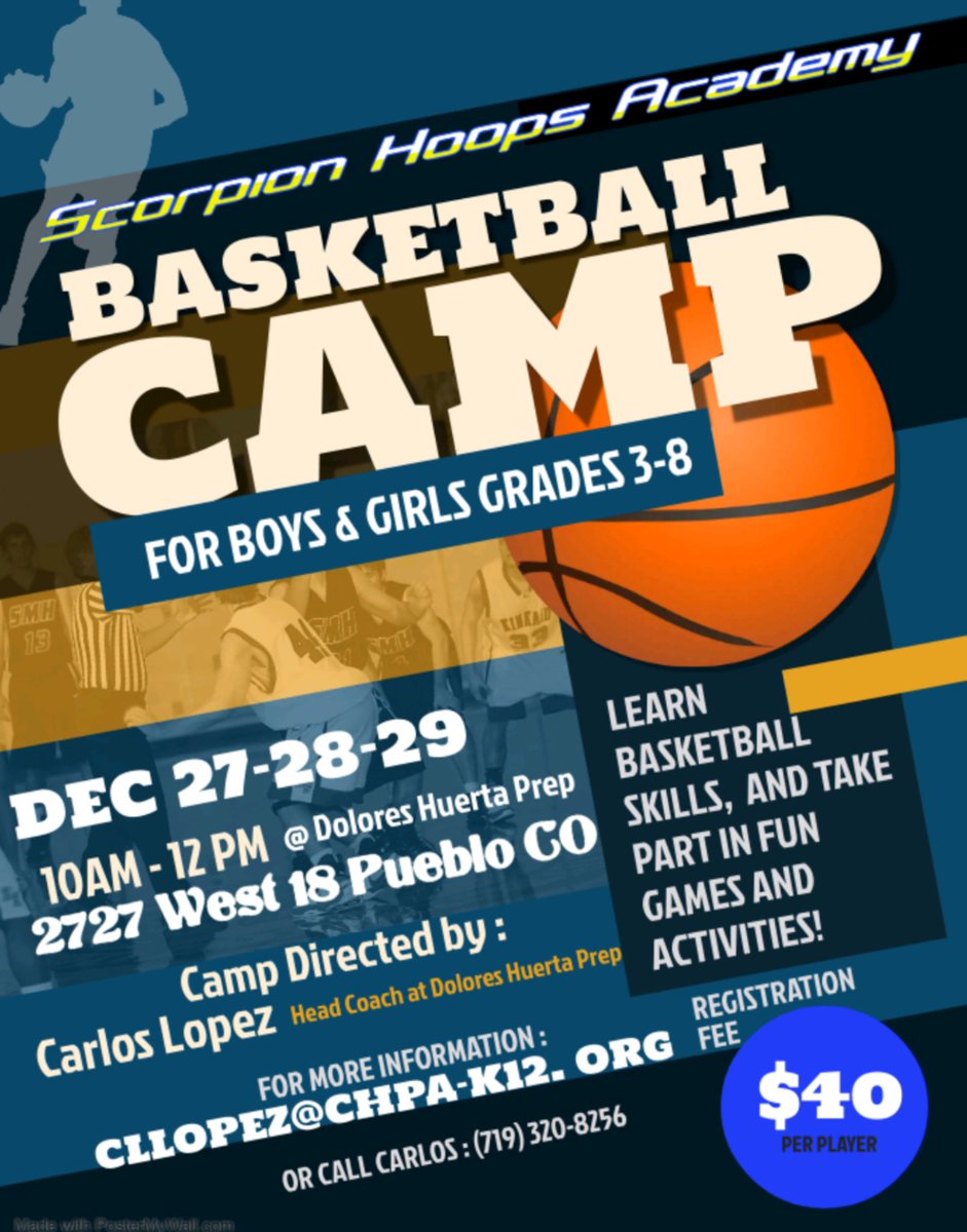 DhphScorpions's tweet photo. INTRODUCING this year's winter youth SCORPION HOOPS BASKETBALL CAMP! 

Camp is open to all boys and girls in grades 3-8 that have a desire and passion to learn the game of basketball!

To pre-register please email Coach Lopez.

Let's play some ball! https://t.co/V125D3kt6S