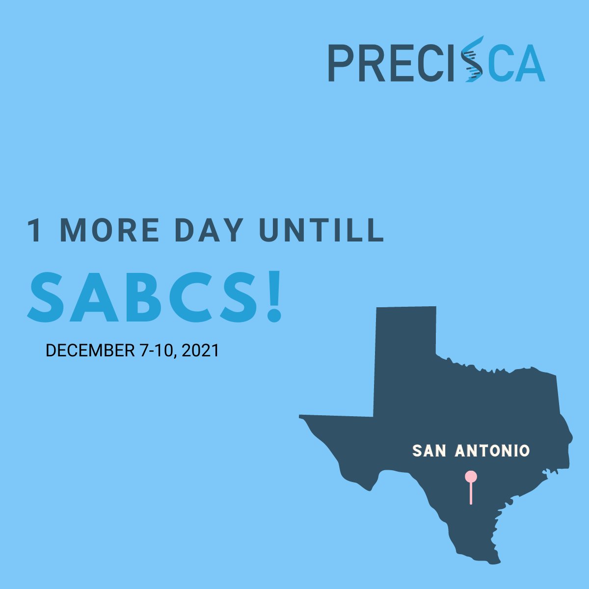 PrecisCa arrives today for #SABCS21 prep and we could not be more excited! 

For more info on our abstract that will be presented, go to precisca.com/blog/20

#breastcancer #SABCS #oncology #medicaloncology #precisionmedicine #precisca #cancereducation #medtwitter