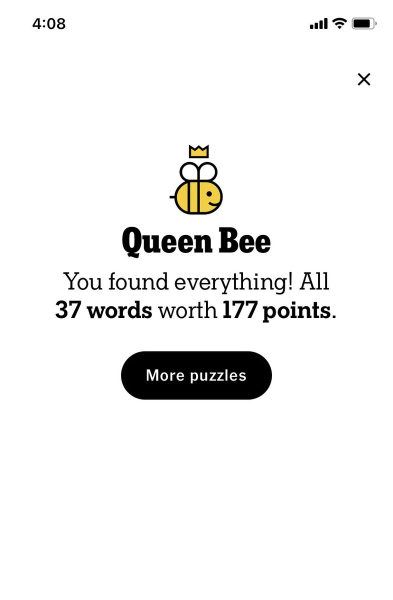 MetropolisMe's tweet photo. Queen Bee to start the week off right #NYTSpellingBee https://t.co/nGWZEkEXT9