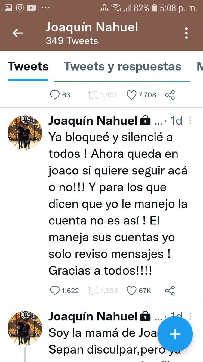 Lamentablemente la Madre del niño pastelero Joaquín ha decidido detrás su cuenta en Twitter por la cantidad de insultos y BULLYNG que esta recibiendo el niño y eso lo ha deprimido el ser humano siempre sacando sus demonios...es intolerable eso ..