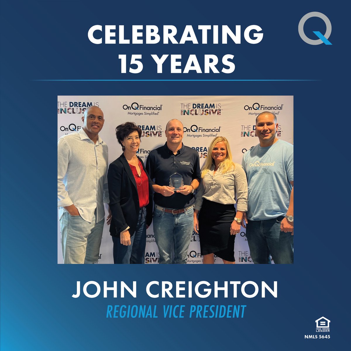 OnQHomeLoans's tweet photo. #Congratulations to John Creighton on his 15th anniversary with On Q!
Thank you for your contributions and dedication to #OnQFinancial. You're one of a kind and truly an inspiration to everyone here.
Here's to another 15! #Congrats, John!
#EmployeeAppreciation #WorkAnniversary https://t.co/I1rvFOOfe7