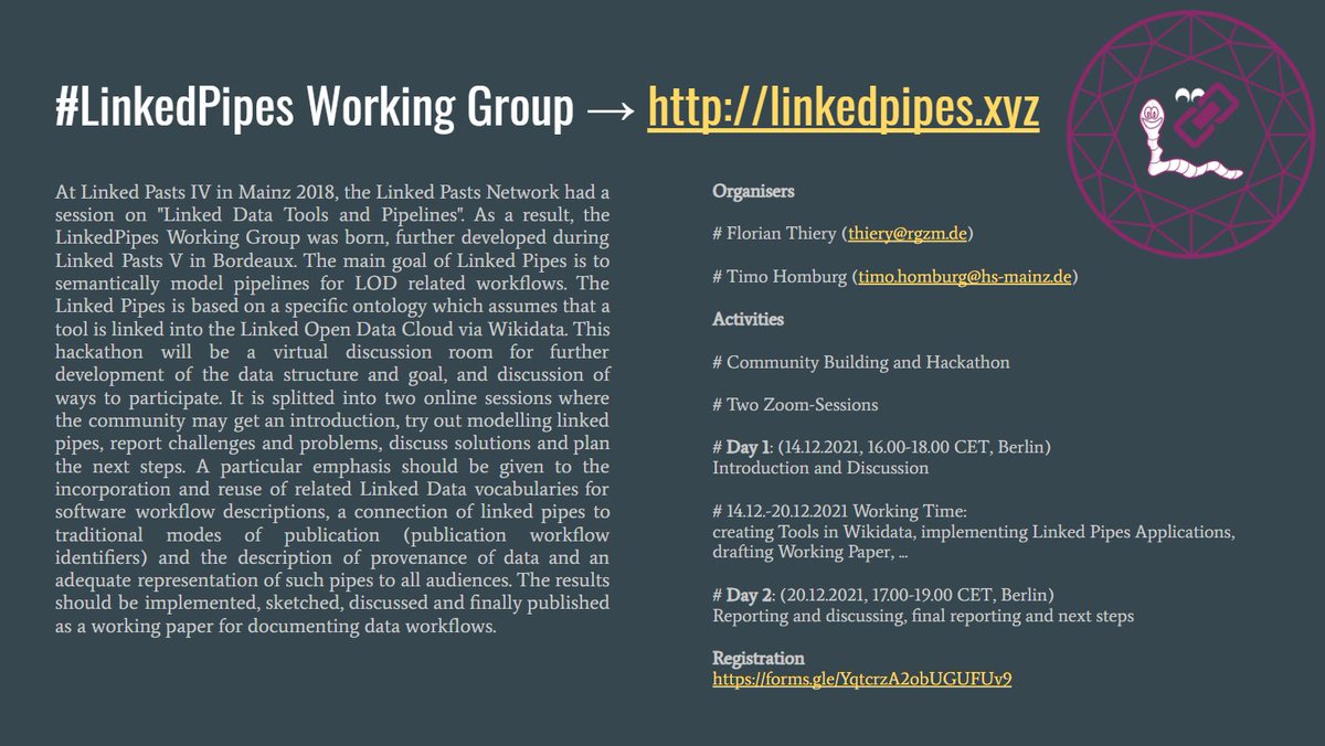 Florian Thiery β αααααααααα (@fthierygeo) on Twitter photo Do you want to join the #LinkedPipes at #LinkedPasts7 w/ <a href="/situxxx/">Timo Homburg</a> and <a href="/fthierygeo/">Florian Thiery β αααααααααα</a>? Register at forms.gle/YqtcrzA2obUGUFβ¦ βΆοΈ More info also at doi.org/10.5281/zenodoβ¦ from #LinkedPasts6 βΆοΈ#LinkedPasts7 at ghentcdh.ugent.be/linked-pasts-vβ¦ Do you want to join the #LinkedPipes at #LinkedPasts7 w/ <a href="/situxxx/">Timo Homburg</a> and <a href="/fthierygeo/">Florian Thiery β αααααααααα</a>? Register at forms.gle/YqtcrzA2obUGUFβ¦ βΆοΈ More info also at doi.org/10.5281/zenodoβ¦ from #LinkedPasts6 βΆοΈ#LinkedPasts7 at ghentcdh.ugent.be/linked-pasts-vβ¦