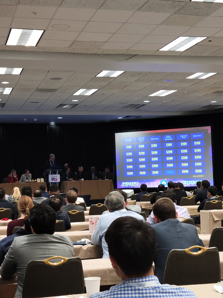 SabaAssar's tweet photo. Intense game of Interventional Jeopardy lead by @drmortkern  at #SCAIFellows  course @SCAI https://t.co/iCdUxhg7iQ