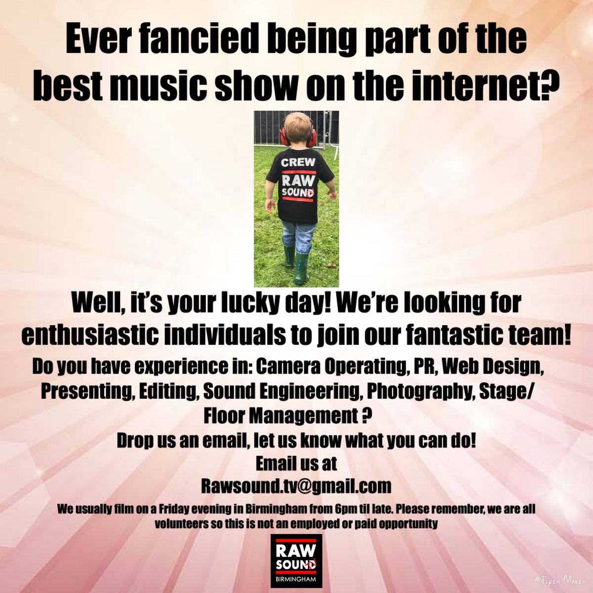 Thought we’d have more of a response to our tweet about getting involved with the show! 😂 Perhaps you’re studying music production at uni, have an interest in film, fancy yourself as a presenter or simply can lug amps around - We’re serious! If you fancy having a go, let us know