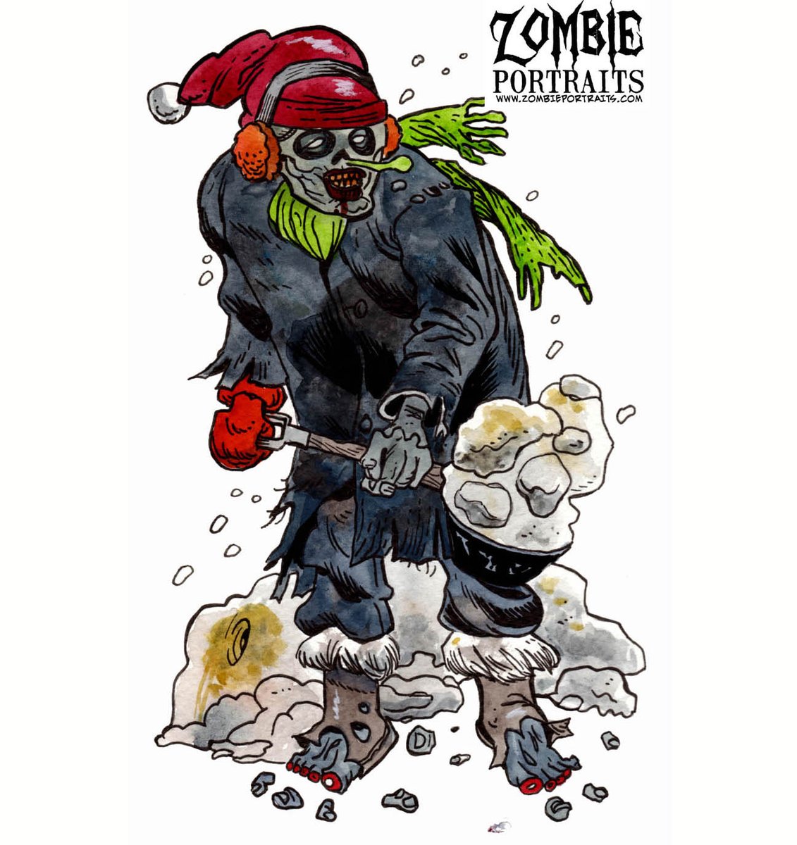 ZombiePortraits's tweet photo. A PRRRRETTY good rendition of me, earlier today! 🙂 #snow #snomageddon #shoveling #shovel #zombieart #ZombieArtist https://t.co/mhoCyjQhjW