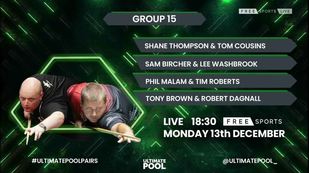 TomCousinsPool's tweet photo. Looking forward to competing alongside Shane Thompson next monday night in the @ultimatepool_ Pairs Cup live on @FreeSports_TV π±ππ
#TomCousinsPool #JasonOwenCues https://t.co/9CW1scJLzk