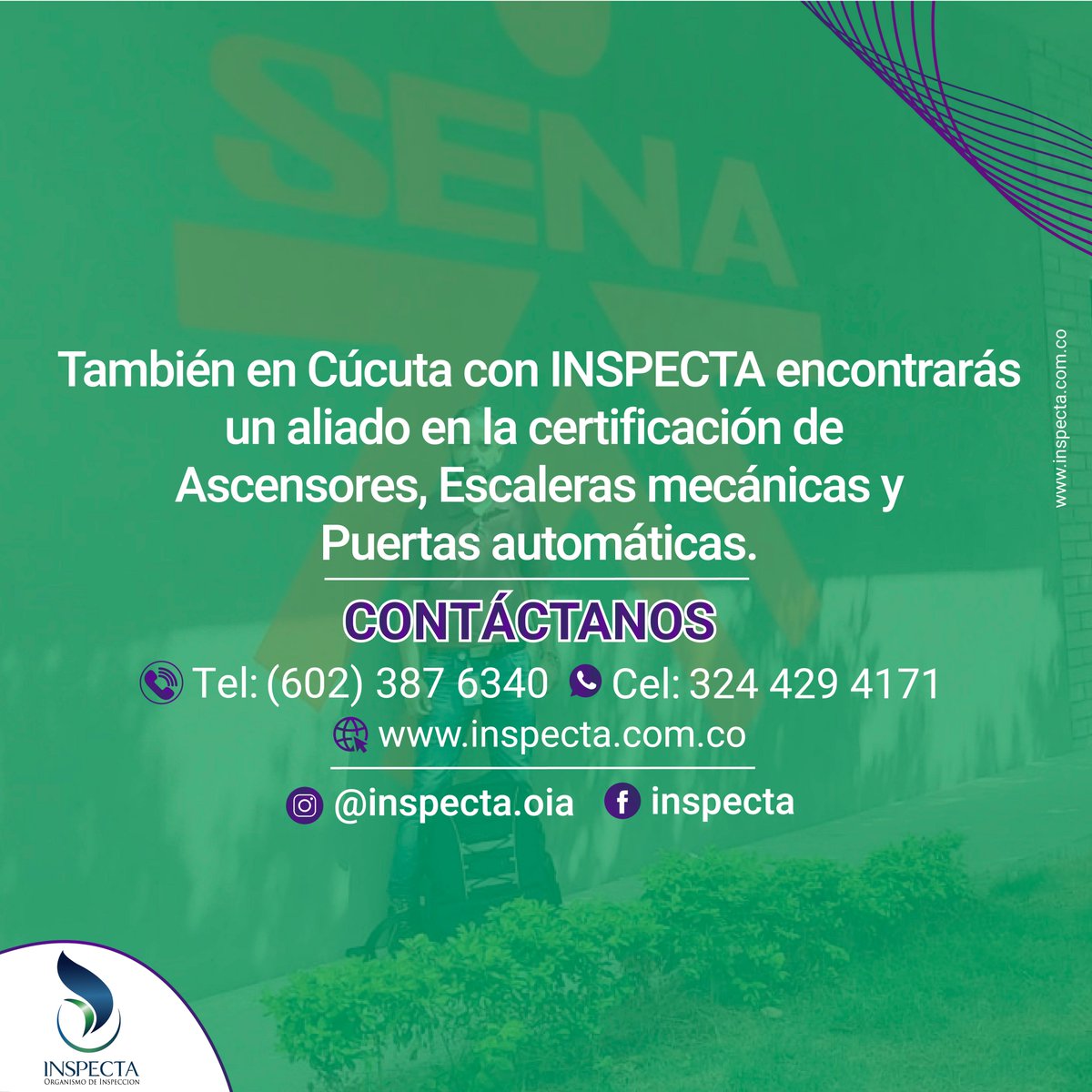 inspectaoia's tweet photo. 📌 Cada día llegando a más lugares con nuestros servicios de Inspección ✅
SENA - CÚCUTA⚡
🤩INSPECTA PARA TODA COLOMBIA🔥 🇨🇴
.
#cucuta
#inspecta #ascensores https://t.co/EcUtdr2wWz