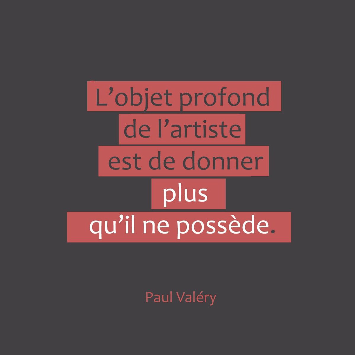 L’objet profond de l’artiste est de donner plus qu’il ne possède.
Paul Valéry

#art #arte #kunst #artinfo #artnews #fineart #artcontemporary #artinspo #happyartistmovement #artgram #citation #atelierdartiste #donner