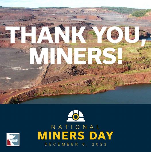 mnhousegop's tweet photo. Minnesota miners produced the steel that won world wars, and are a critical driver our economy today. Thanks to all of the men and women who make Minnesota one of the safest and best places on earth to mine. #mnleg #NationalMinersDay #MNMining https://t.co/ESXBPSH9Se