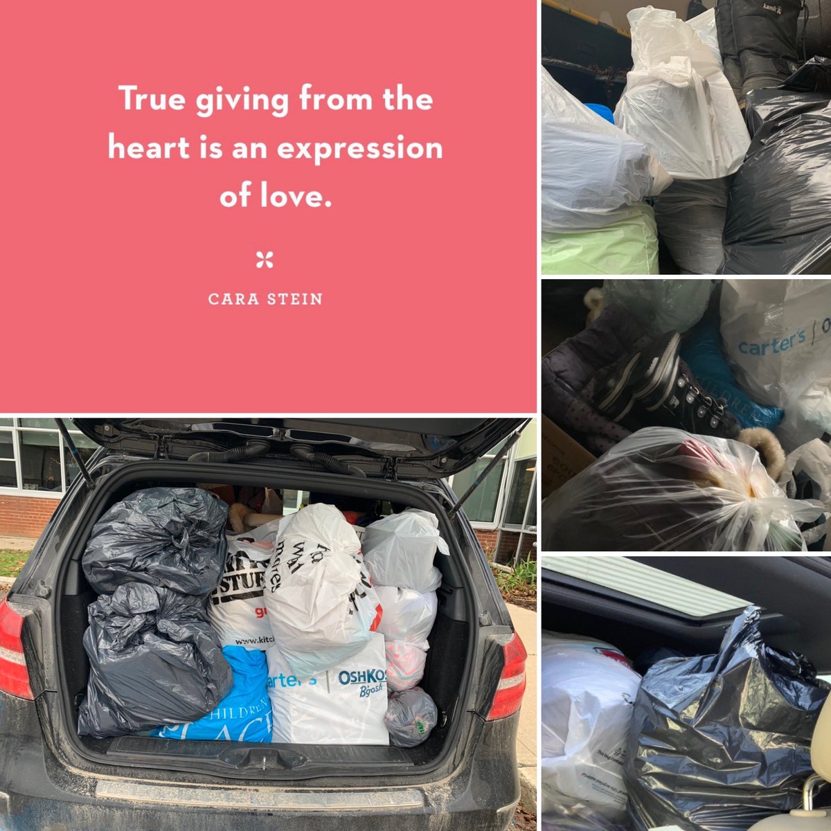 TheJeanColes's tweet photo. Shout out to everyone in Ilderton that donated used winter outerwear for kids in London. My car was packed today with your generosity ❤️. When I arrived at the school, my car was like a clown car and the donations just kept on coming out!
#ilderton #mcx #middlesexstrong #tvdsb https://t.co/cqbvtq2KUy