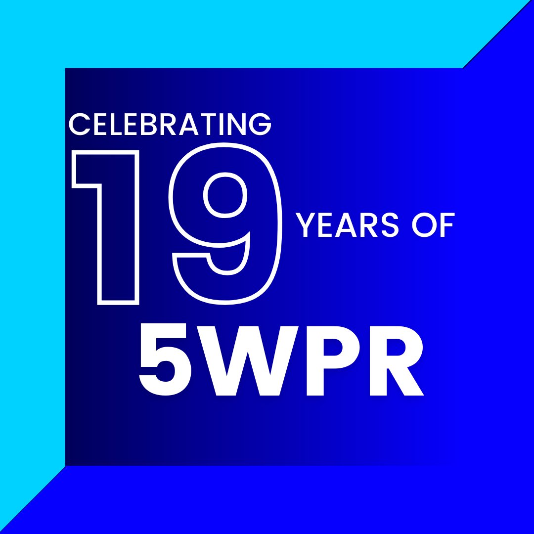 5W_PR's tweet photo. This month, 5WPR is celebrating it’s 19th anniversary as an agency. We'd like to thank our entire 5W community who have helped build our agency into what it is today #BuiltForNow https://t.co/Xl0q6UlRjV