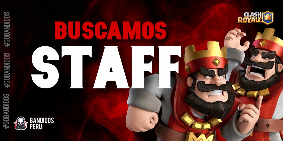 #CR | BUSCAMOS

Anunciamos nueva convocatoria para ser miembros de Staff para nuestro equipo:

- Capitán
- Co Capitán
- Coach
- Mánager
- Analista

#ClashRoyale #Buscamos 
MD Abierto

Me Gusta ❤ &amp; Comparte 🔁