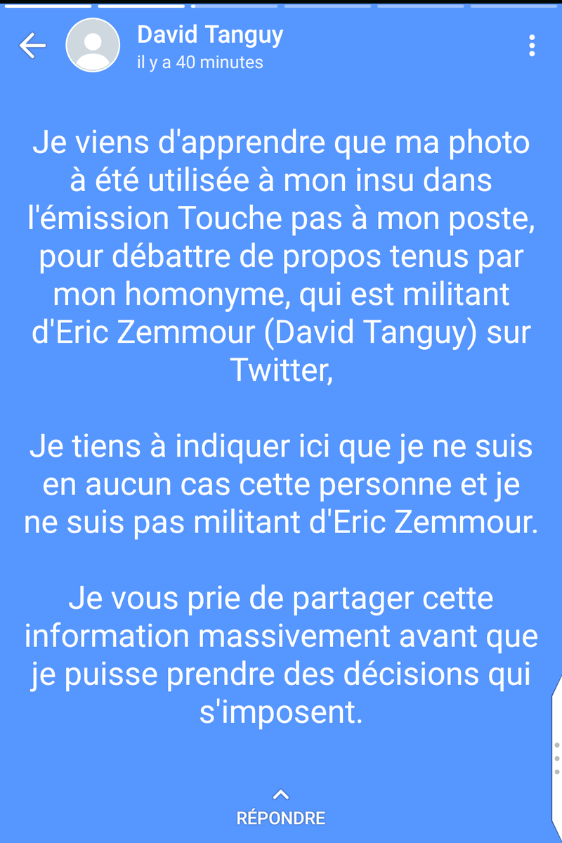 raheem_atm's tweet photo. La photo prise dans @TPMP n'est pas le bon #Tanguy. @tanguy_france
C'est celle d'un ami d'enfance qui est son homonyme mais avec des idées complètement opposé ! 
Merci de faire circuler, ceci lui est préjudiciable 
@Cyrilhanouna ! https://t.co/2bM9yxSYIR