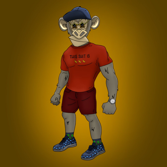 andreas_seppy's tweet photo. Its 5 P.M.
Flip Rock getting rdy to join his gang for another break dance training set. 
As a true OG, not much needed but kool glasses and a pair of sneakers.

#BuffChimpz @RmrkApp @ApesAndArt 
https://t.co/SF5hHMWCUr https://t.co/Uyv4UU6zuX