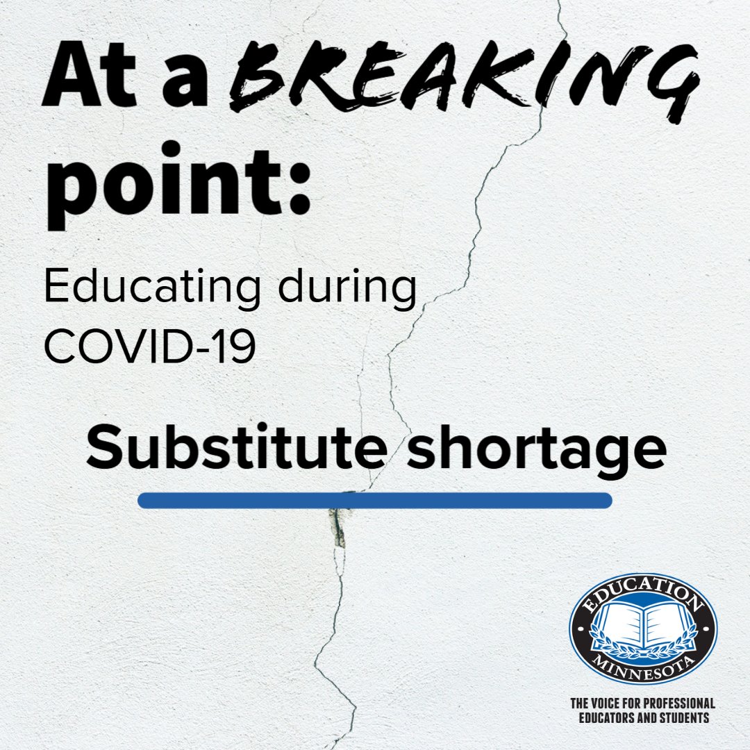 EducationMN's tweet photo. WEDNESDAY: We're traveling to Moorhead to highlight the substitute teacher shortage and how it's impacting our schools. 

Educators from Minnesota and North Dakota will be speaking out. https://t.co/eUwBN7vgvU #mnleg #edmnvotes https://t.co/LLfL7hbHZF