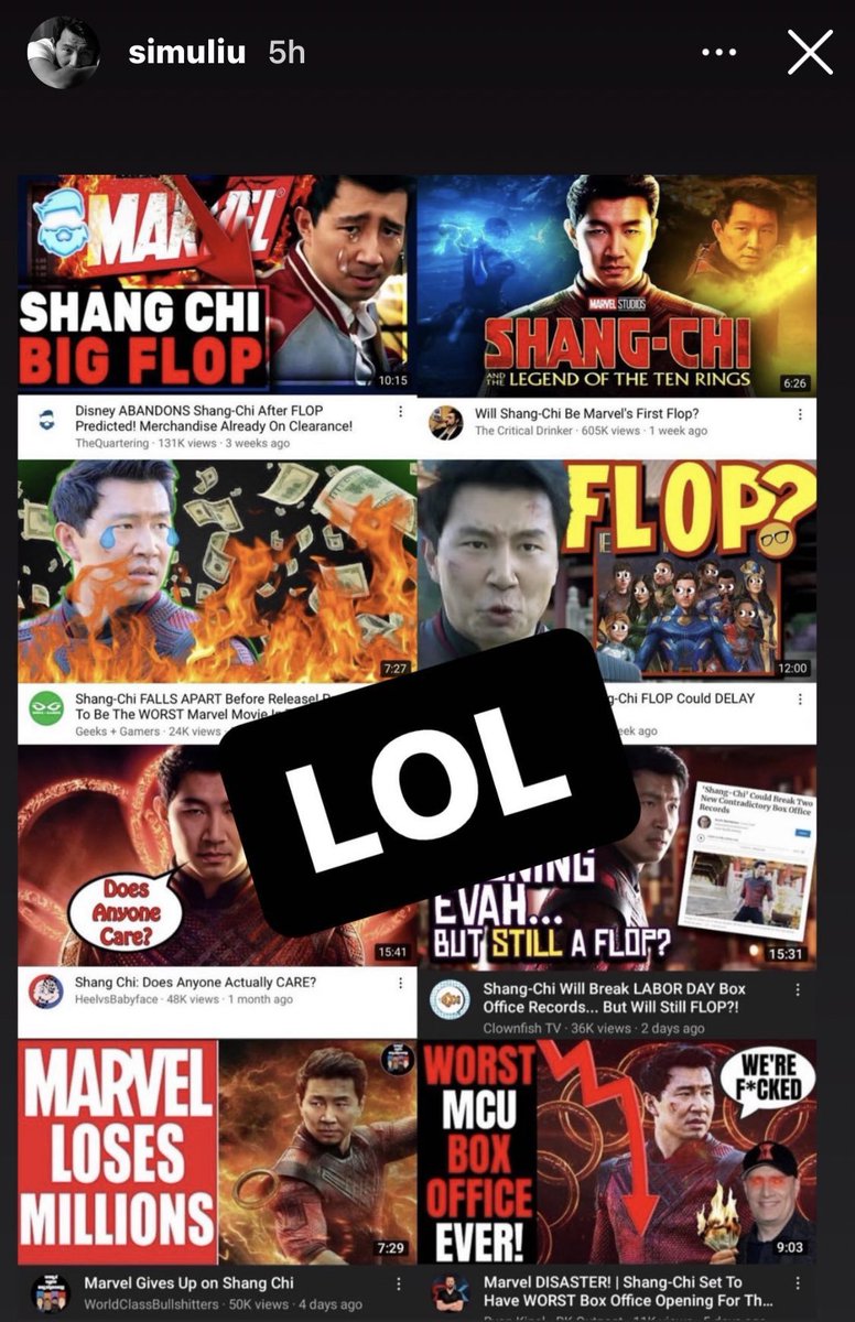 Simu Liu continues to mock the YouTubers after the #ShangChi sequel news 

'Flopped so hard we got a sequel'