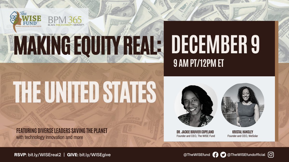 theWISEfund's tweet image. #WISEleader @KHansley_ , Founder &amp;amp; CEO of @WeSolar_Energy, is the first Black woman CEO in the community solar industry in the US.

Don't miss this week's Making Equity Real with Dr. @jackiebcopeland and @KHansley_. 

Join the #fundingequity movement! 

➡️ bit.ly/WISEreal2
