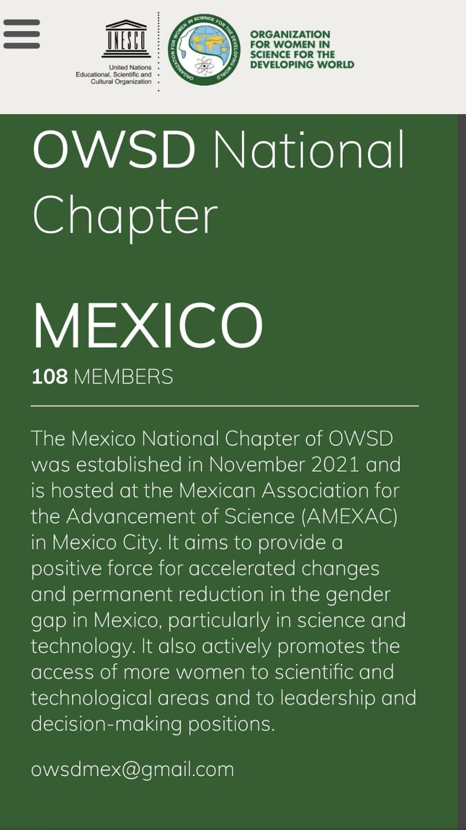 Felicidades hermanas de #OWSDMexico <a href="/owsdmex/">OWSD Mexico</a> por su constitución como Capítulo Nacional de OWSD. Un equipazo en el Comité Ejecutivo, y 108 integrantes, mujeres en la ciencia para el desarrollo de México. <a href="/AMEXACiencia/">AMEXAC</a> institución anfitriona. owsd.net/news/news-even… Enhorabuena!!!