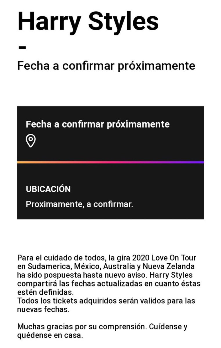 HarryArgentina's tweet photo. En la página de DF Enterteinment dice que la ubicación para el concierto de Harry está A CONFIRMAR. Por lo que puede que cambien de estadio 🙏🏽

©️loveontourdaily https://t.co/E2pmOzab8x