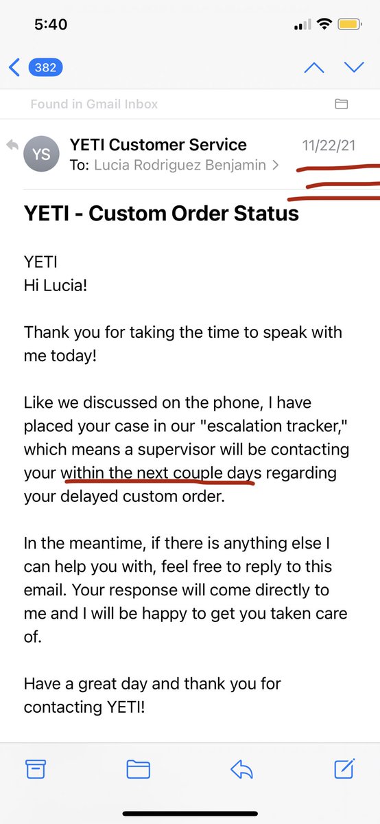 LuciaRBenjamin's tweet photo. @YETICoolers shameful shopping experience and shameful customer support. Order placed on 10/17 and empty promises of “escalation” and supervisor contact https://t.co/rBi5zxFoGZ