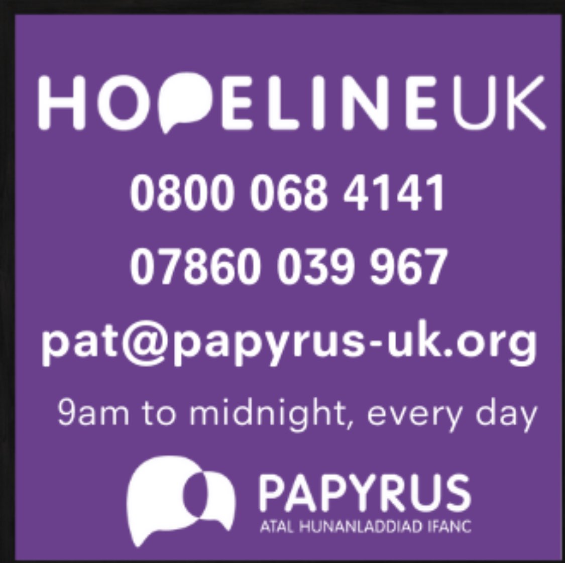 DysgwrCymraeg1's tweet photo. @DarkVenus The @PAPYRUS_tweets #HopelineUK service may be able to help you. https://t.co/u4zBKQifMw