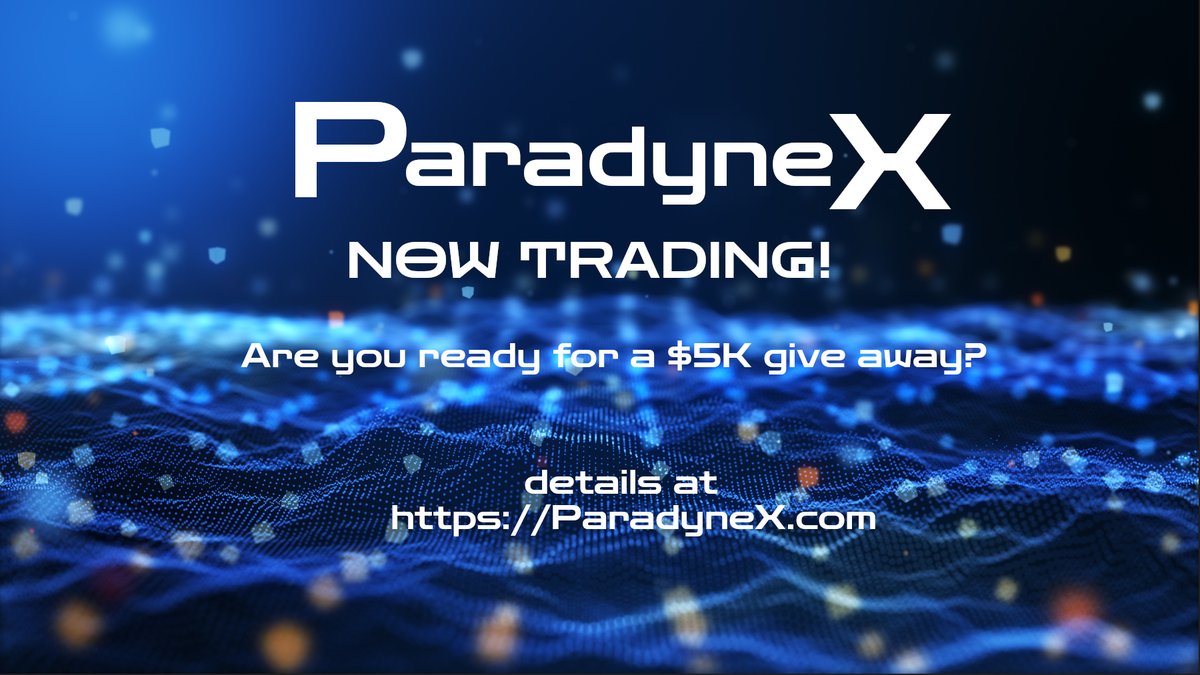 ParadyneX's tweet photo. $5000 Giveaway
ParadyneX Crypto Exchange is now trading! Ultra-low trading fees.
signup @ https://t.co/QuOFyGEhAt - API Trading, Trading Bots encouraged! Visit our website at https://t.co/gW4ODO8osN  
#RetweeetPlease #CryptocurrencyNews #cryptocurrency #cryptotrading https://t.co/ch5iPCUZxQ
