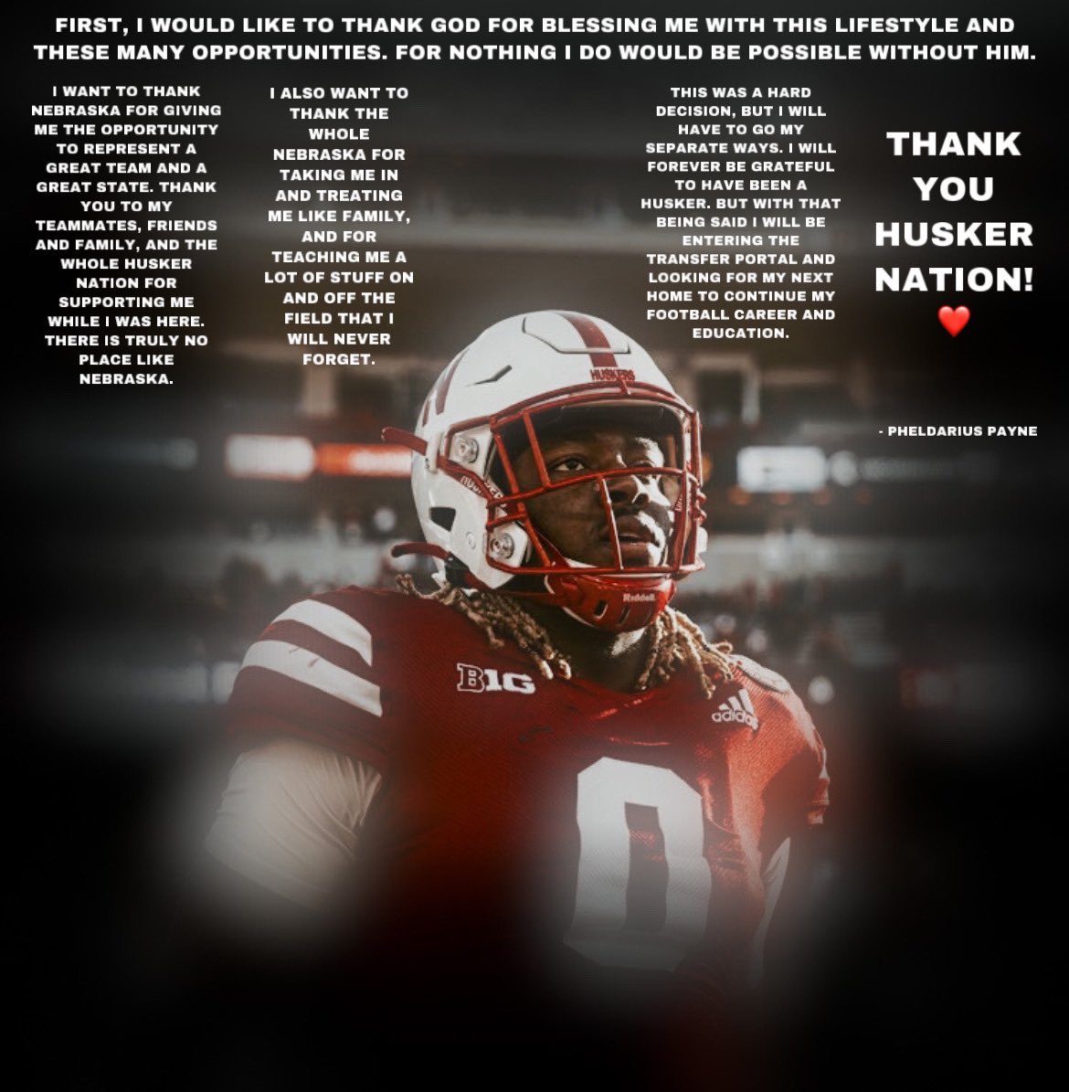 Pheldarius's tweet photo. Nothing but love thanks Nebraska! https://t.co/8H6icGOWTo